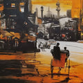 Cityscape acrylic painting titled 'Calcutta Street 2', 48x72 inch, by artist Arpan Bhowmik on Canvas