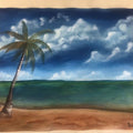Landscape acrylic painting titled 'Calm beach', 12x16 inches, by artist Anu Dhimaan on canvas