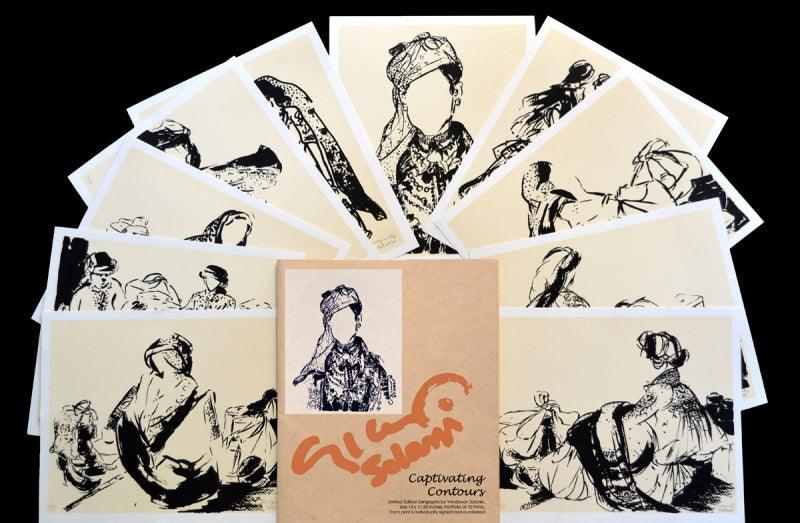 Figurative serigraphs painting titled 'Captivating Contours', 12x14 inches, by artist Vrindavan Solanki on Paper