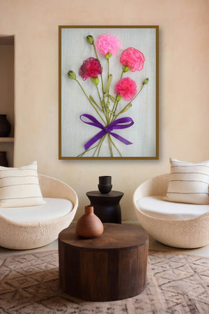 Carnations (Ribbon Flower Bouquet) by artist Mohna Paranjape displayed in a Designer gallery