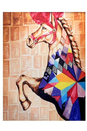 Animals acrylic painting titled 'Carnival horse', 24x18 inches, by artist Gunjan Adya on Canvas