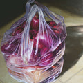 Carry Bag 1' still-life oil painting by artist Dhananjoy Ghosh, 54x48 inch, on canvas