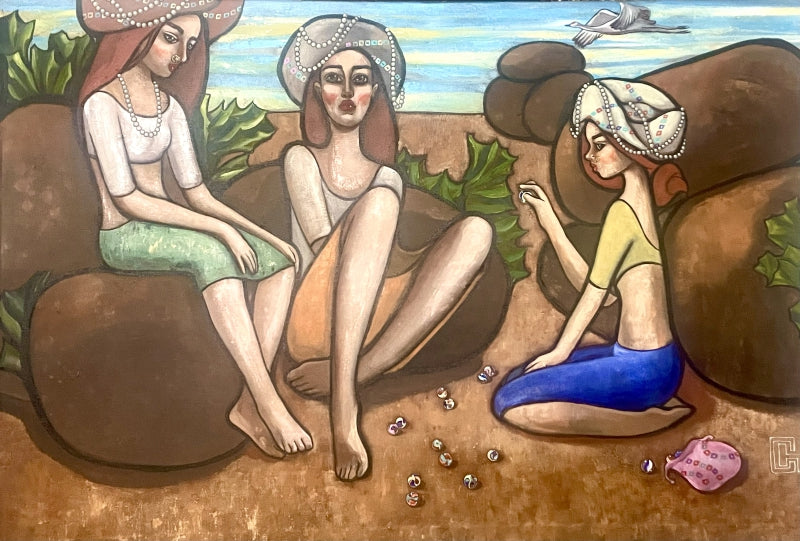 The Cartography Of Innocence 4' figurative acrylic painting by artist Suruchi Jamkar, 40x60 inch, on canvas
