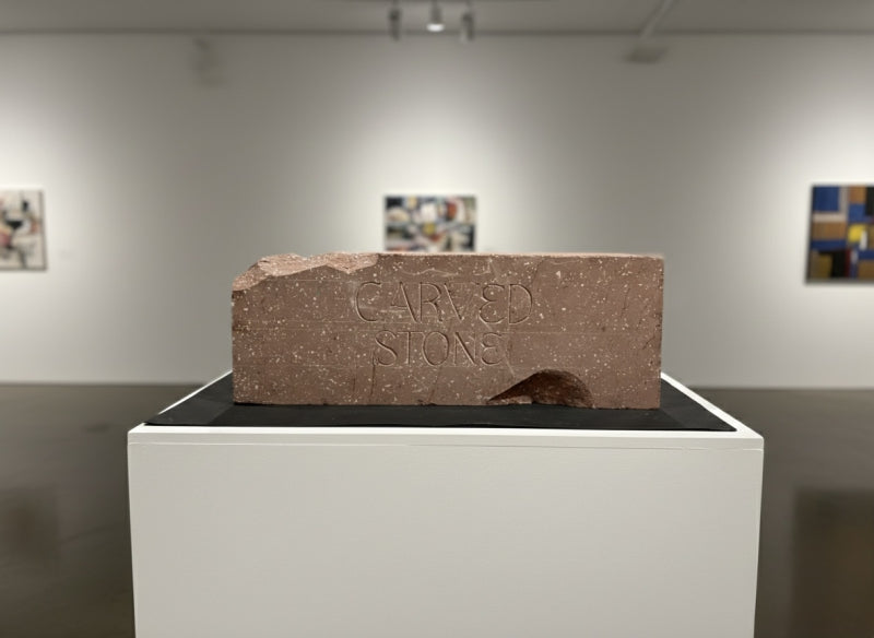 Carved Stone' still-life Standstone sculpture by artist Sahil Mehra, 12x30 inch, on standstone