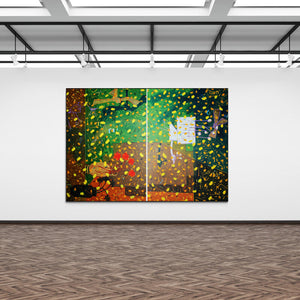 In-situ view of Mohd Majeed Mansoori's 'Casual Form 5 (Diptych)' painting in a room