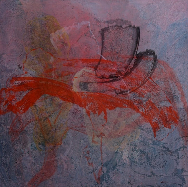 Casual Form 77' abstract acrylic painting by artist Mohd Majeed Mansoori, 48x48 inch, on canvas