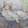Animals watercolor painting titled 'Cat 3', 14x21 inches, by artist Vijay Jadhav on Paper