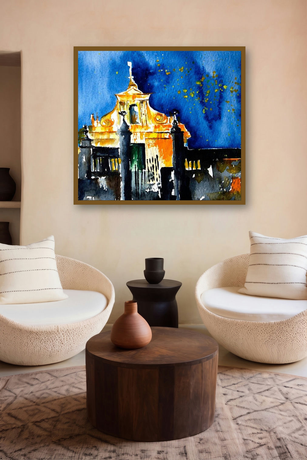 Cathedrale (Sanctuary in Blue: A Glimpse of the Sacred) by artist Veronique Piaser-Moyen displayed in a Contemporary gallery