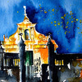 Cityscape watercolor painting titled 'Cathedrale', 6x8 inches, by artist Veronique Piaser-moyen on Paper