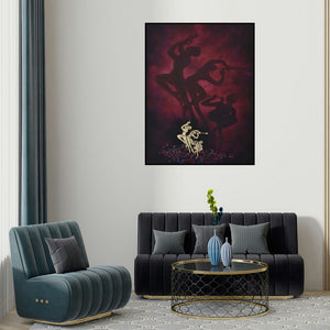 Durshit Bhaskar's 'Celebration' painting visualized above a sofa in a contemporary room.