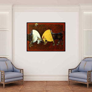 In-situ view of Dinkar Jadhav's 'Celebration Xiv' painting in a room