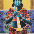 Figurative acrylic painting titled 'Celestial Beauty Sursundari', 40x24 inch, by artist Pratiksha Bothe on Canvas