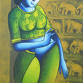 Figurative acrylic painting titled 'Celestial Beauty sursundari 1', 24x36 inches, by artist Pratiksha Bothe on Canvas