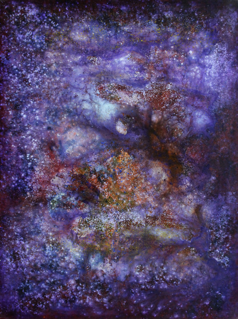 Celestial Bloom' abstract acrylic painting by artist Dilip Mali, 48x36 inch, on canvas