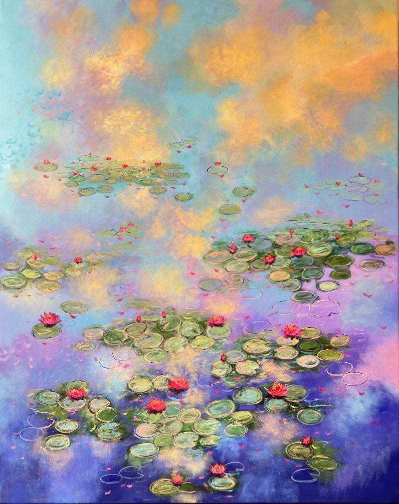 Celestial Tapestry 1' nature acrylic painting by artist Amita Dand, 60x48 inch, on canvas