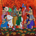 'Celetial Love' religious acrylic painting by artist Chetan Katigar, 57x57 inch, on canvas
