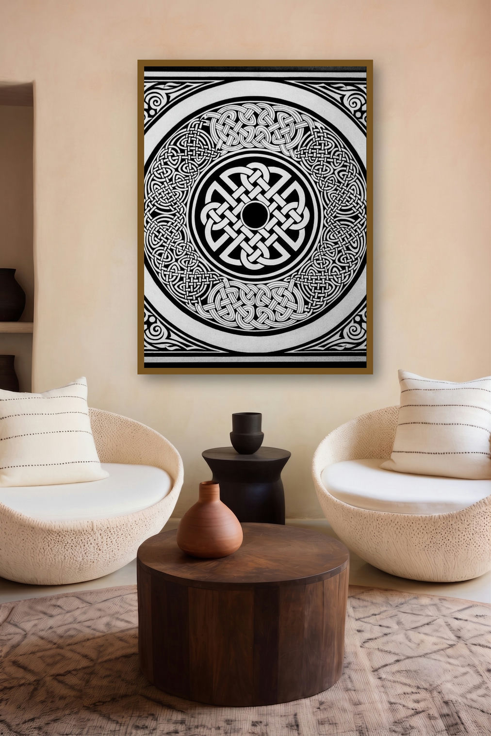 CELTIC SQUARE (Timeless Traditions) by artist Manju Lamba displayed in a Museum Style gallery