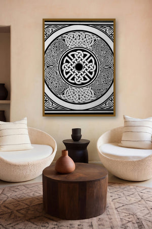 CELTIC SQUARE (Timeless Traditions) by artist Manju Lamba displayed in a Museum Style gallery