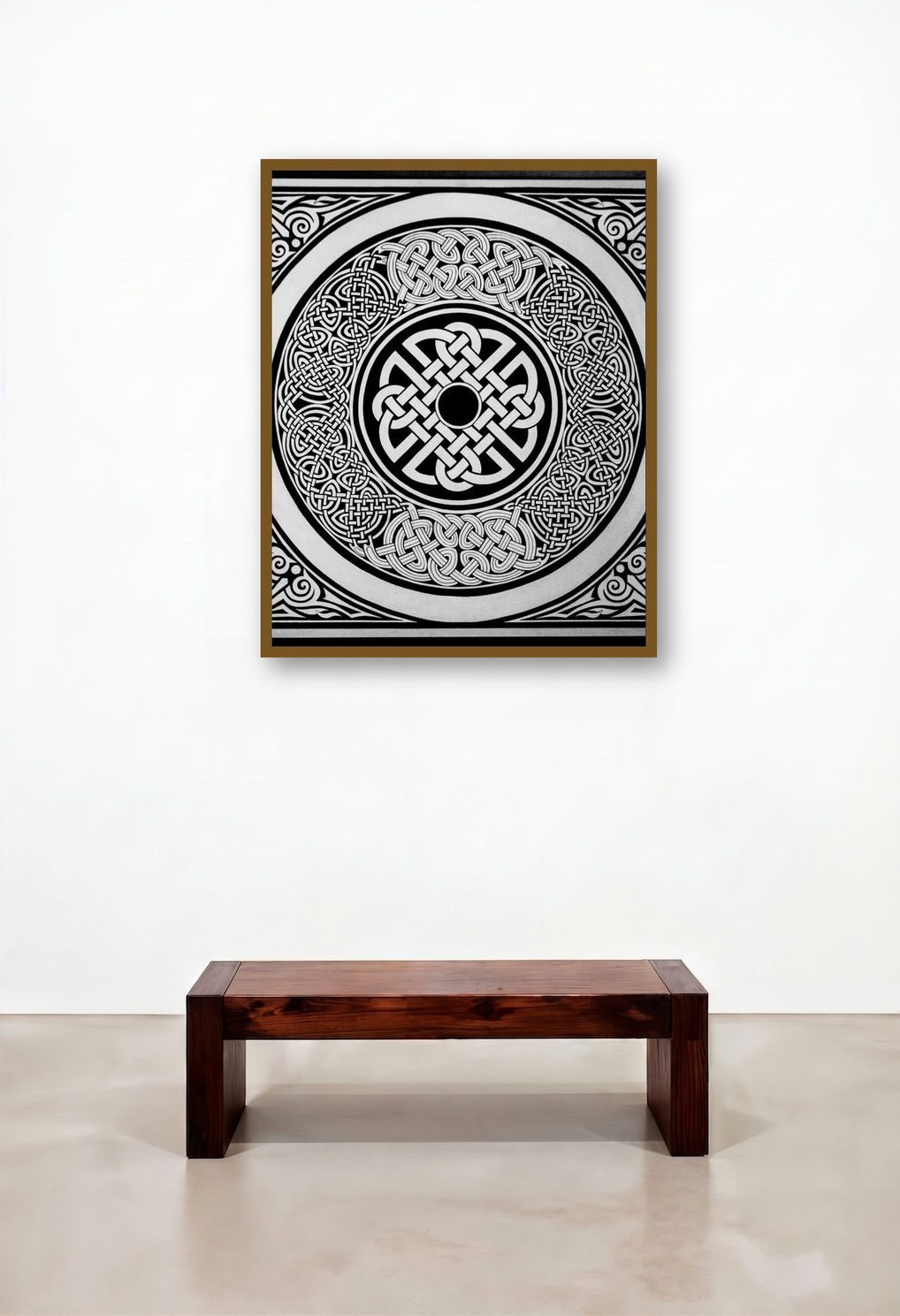CELTIC SQUARE (Timeless Traditions) by artist Manju Lamba displayed in a Luxury Bedroom