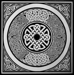 CELTIC SQUARE (Timeless Traditions) by Manju Lamba, Original Acrylic Lifestyle Painting on Canvas, Large Square Wall Art