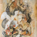 contemporary mixed media painting titled 'Cha Kaku', 41x30 inches, by artist Susmita Chowdhury on Paper
