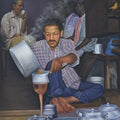 Figurative oil painting titled 'Chai Walla', 35x48 inches, by artist Kamal Rao on Canvas