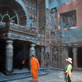 Cityscape oil painting titled 'Chaitya Griha 1', 59x37 inches, by artist Raju More on Canvas