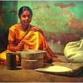 Figurative oil painting titled 'Chakki', 18x24 inches, by artist S  Elayaraja on Canvas