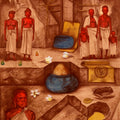 Chambers Of Amazing Museum 5' contemporary mixed-media painting by artist Bara Bhaskaran, 50x36 inch, on brown paper