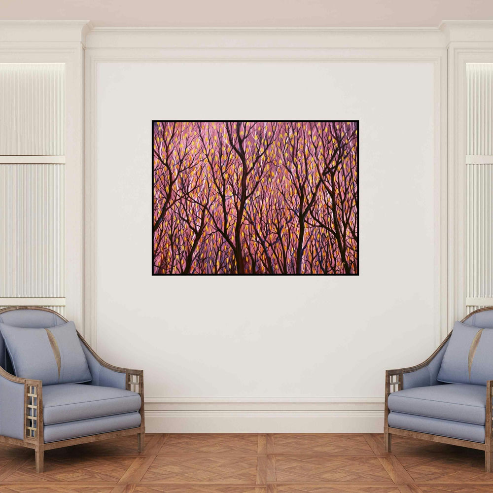 'Changes' painting by Seby Augustine shown on a wall in a furnished room.