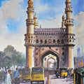 Cityscape acrylic painting titled 'Char Minar Hyderabad', 24x18 inches, by artist Ranabir Saha on Canvas