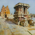 'Chariot At Afternoon' religious watercolor painting by artist Abhijit Jadhav, 24x30 inch, on paper
