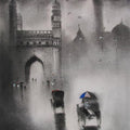 Cityscape acrylic painting titled 'Charminar', 27x18 inches, by artist Somnath Bothe on Paper