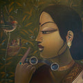 Figurative acrylic painting titled 'Charulata', 24x24 inches, by artist Sumon Naskar on Canvas