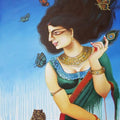 Figurative acrylic painting titled 'Charulata 3', 48x28 inches, by artist Gautam Mukherjee on Canvas