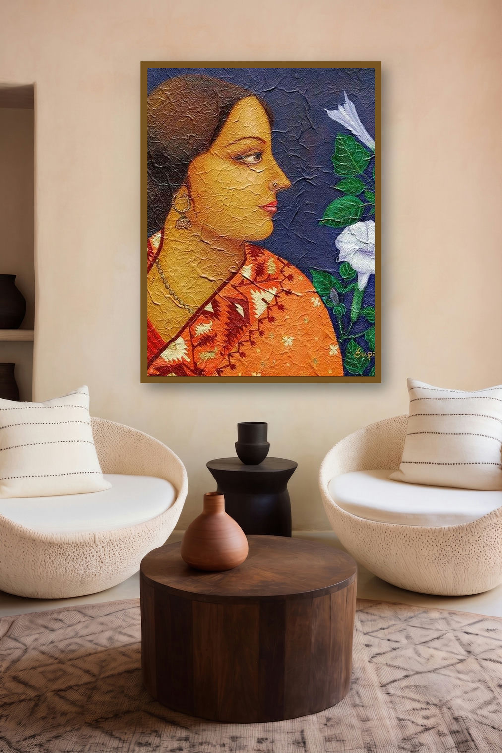 Charulata Ii by artist Suparna Dey displayed in a Indian Art gallery