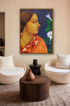 Charulata Ii by artist Suparna Dey displayed in a Indian Art gallery