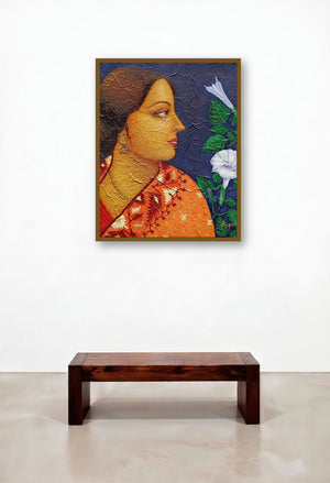 Charulata Ii by artist Suparna Dey displayed in a Transitional Foyer