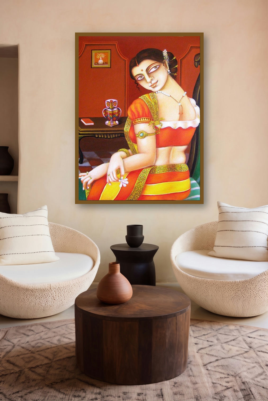 Charulata Iii by artist Gautam Mukherjee displayed in a Contemporary Exhibition gallery
