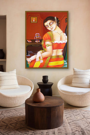Charulata Iii by artist Gautam Mukherjee displayed in a Contemporary Exhibition gallery