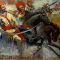 Figurative acrylic painting titled 'Chatrapati Shivaji Maharaj And Mavla', 72x96 inches, by artist Vijay Gille on Canvas