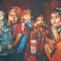 Toys oil painting titled 'Cherubs Of Rajasthan', 29x38 inches, by artist Jinal Gada Gala on Canvas