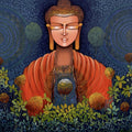 Chetna' religious acrylic painting by artist Nitu Chhajer, 36x36 inch, on canvas