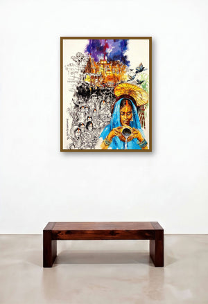 Chhath (Chhath Puja Celebration) by artist Shambhu Nath Goswami displayed in a Designer Lounge
