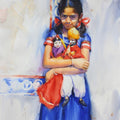 Figurative watercolor painting titled 'Child Hood Fantacy 2', 36x26 inches, by artist Vijay Jadhav on Paper