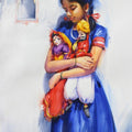 Figurative watercolor painting titled 'Child Hood Fantacy 3', 36x26 inches, by artist Vijay Jadhav on Paper