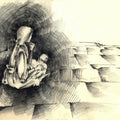 Expressionist charcoal drawing titled 'Child In Sister', 11x16 inches, by artist Abhay Gupta on Paper