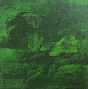 Food acrylic painting titled 'Chillies In Green', 8x8 inches, by artist Mahendra Parmar on Paper