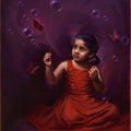 Figurative oil painting titled 'Chirping Butterflies', 44x34 inches, by artist Siddharth Gavade on Canvas