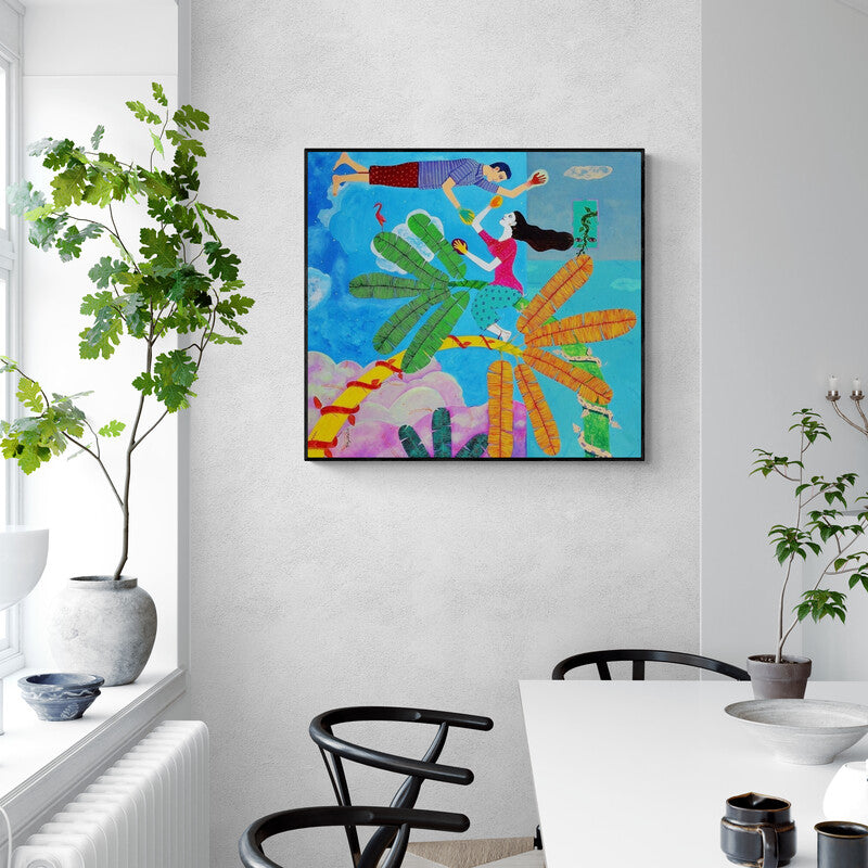 In-situ view of Gayatri Artist's 'Chronicle Of The Ecstacy 2' painting in a room